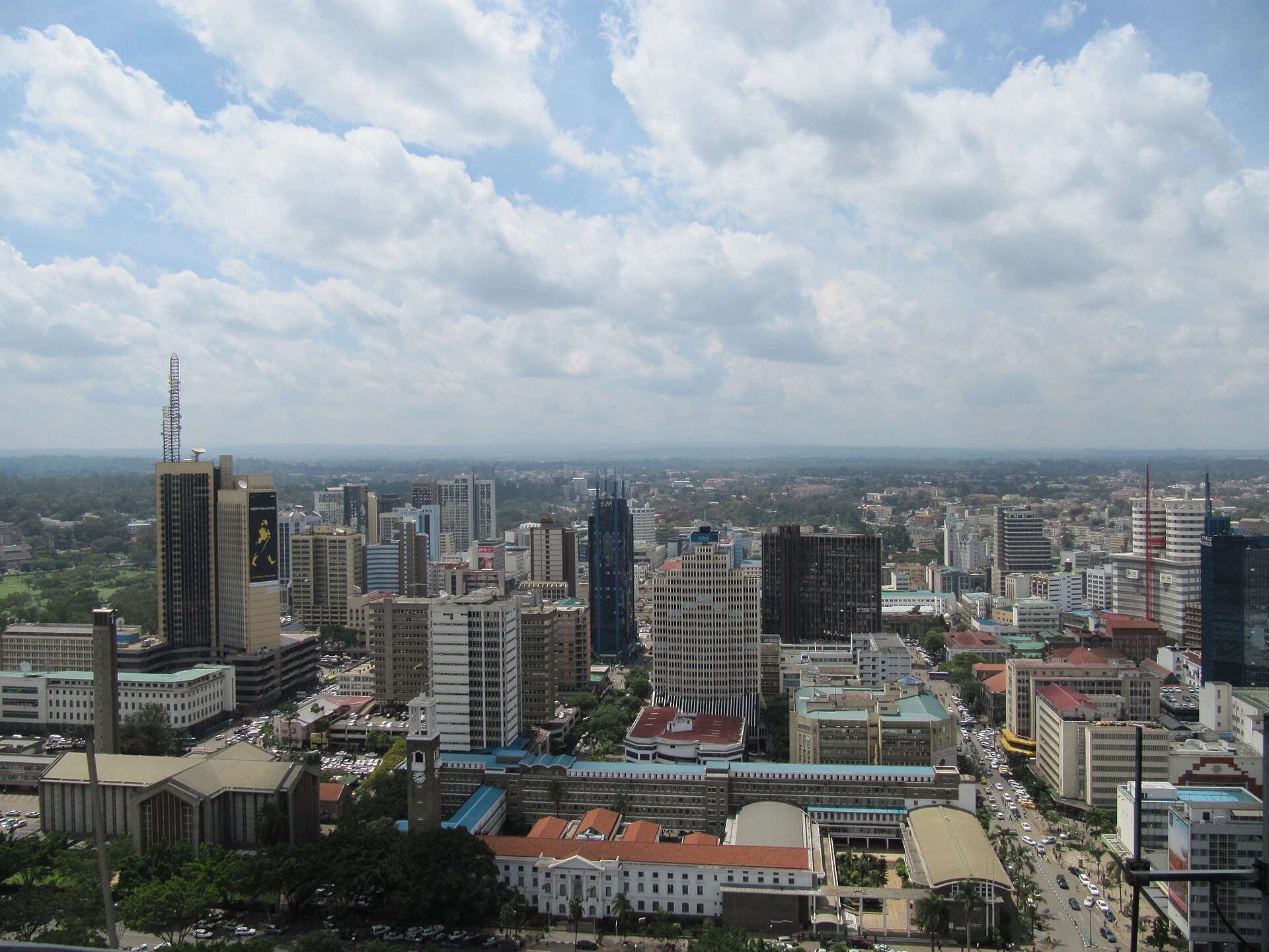 Nairobi central business district where the University of Nairobi main campus is located