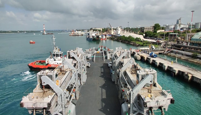 Container ship at Mombasa port representing public service logistics