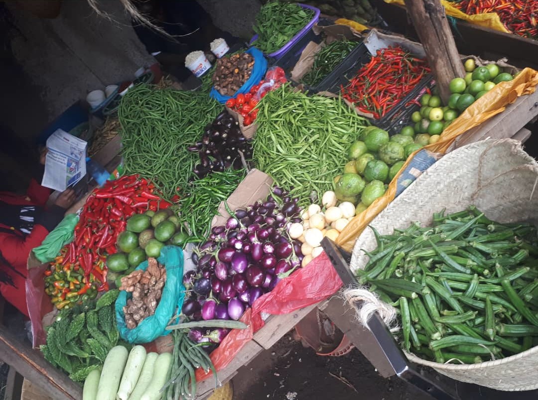 A colourful local fresh produce market in Nairobi, Kenya