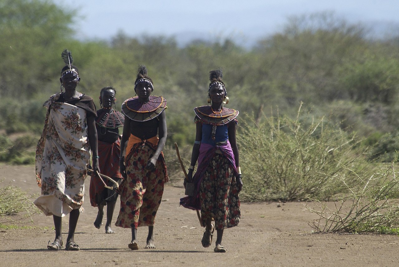 A Pokot woman in traditional beaded adornments, Kenya