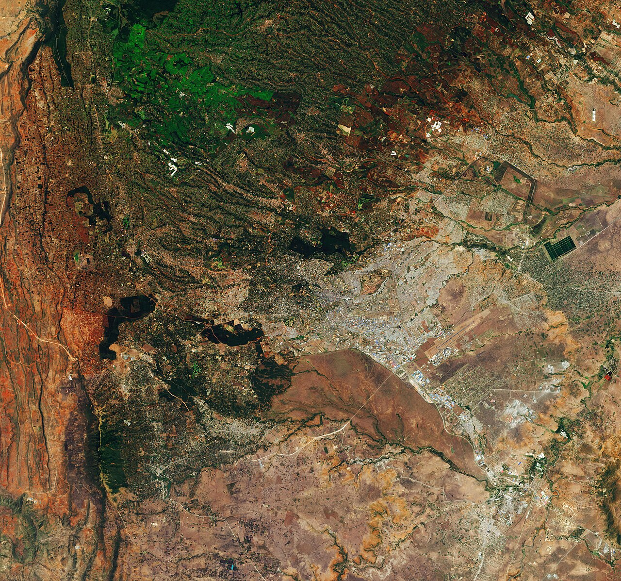 Aerial view of Nairobi, Kenya, illustrating digital cadastral mapping under Ardhisasa