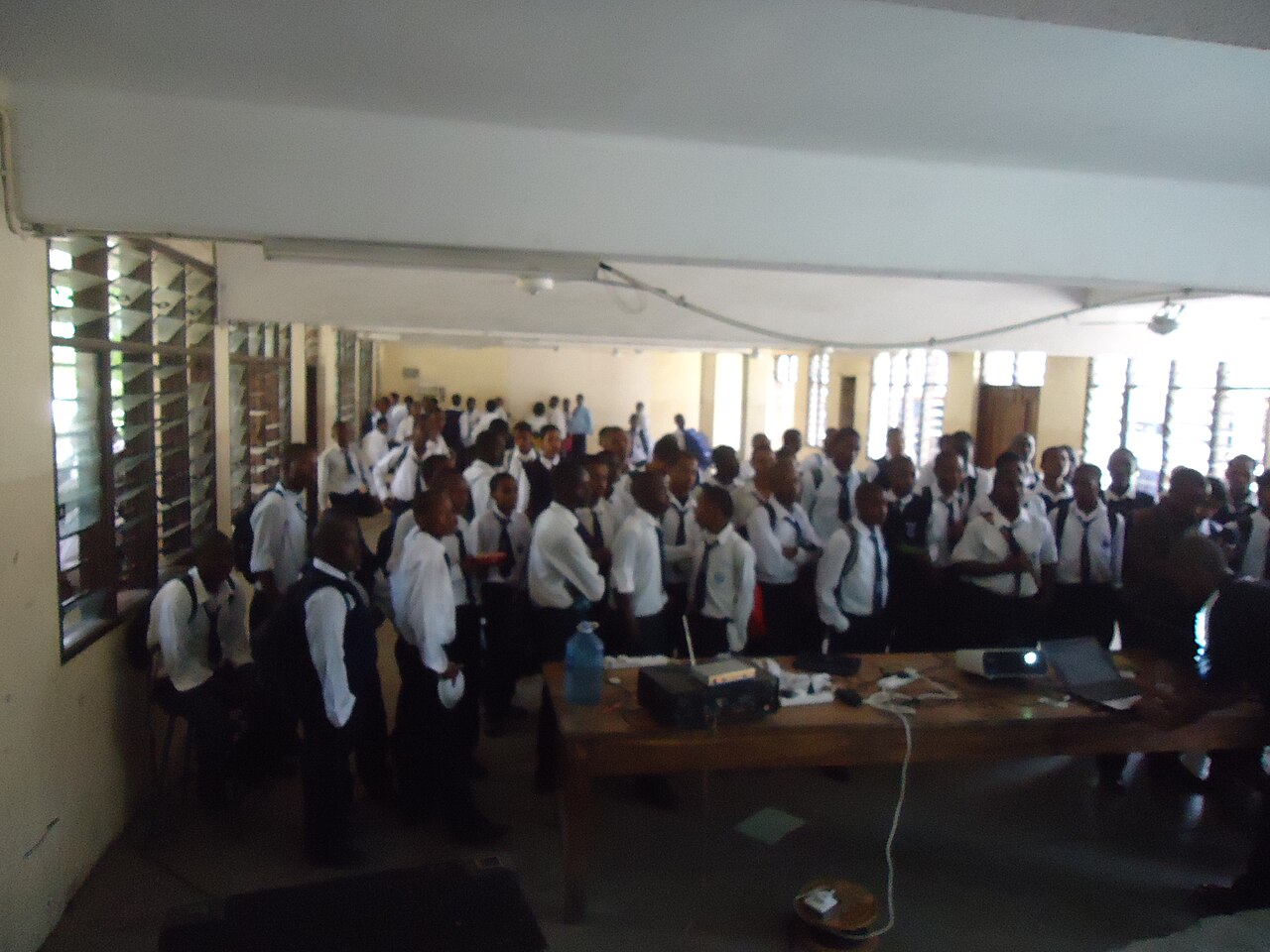Kenyan secondary school students celebrating exam results